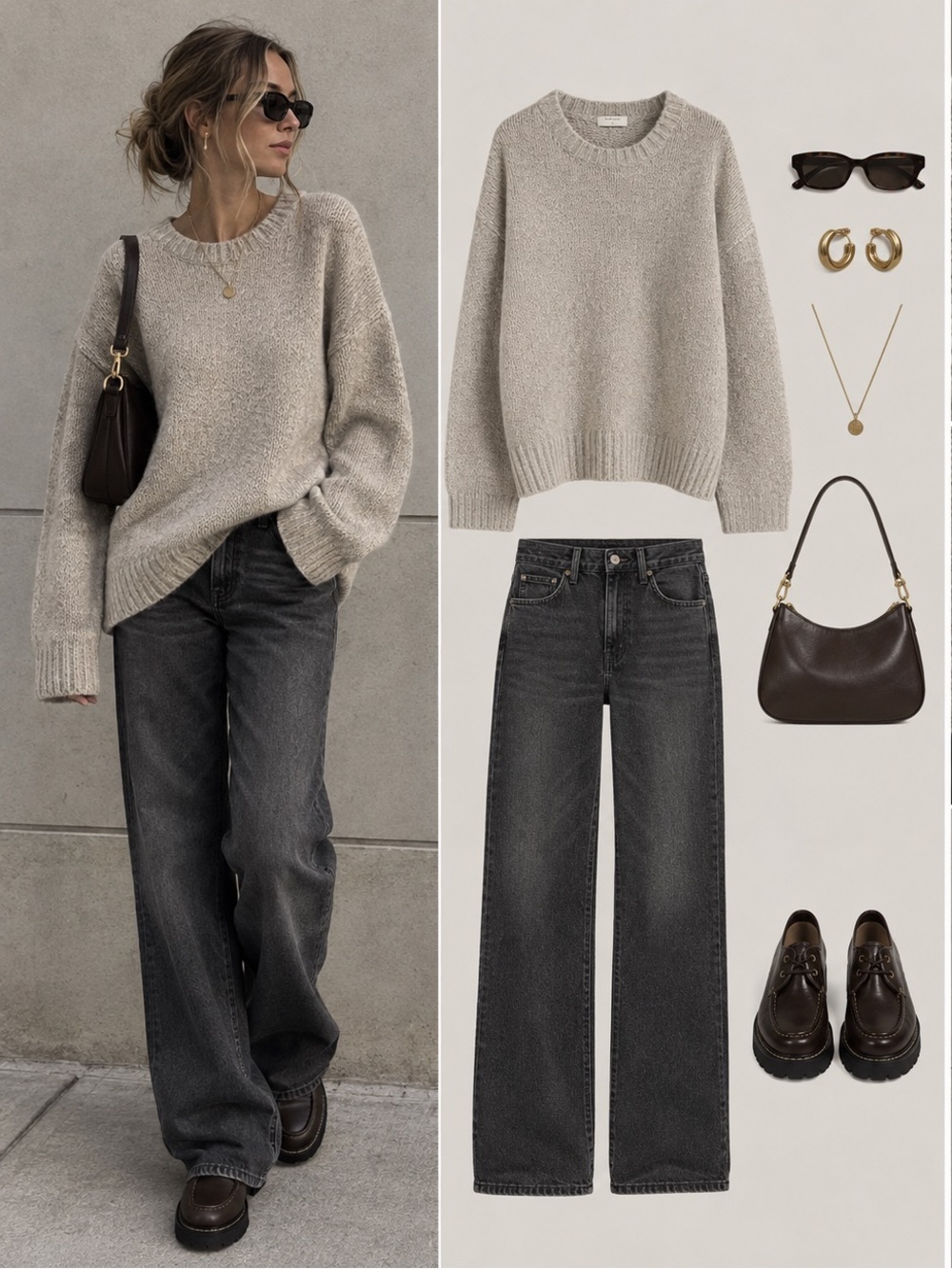 Aritzia Babaton Relaxed Crewneck Sweater in Oatmeal - Wool/Alpaca